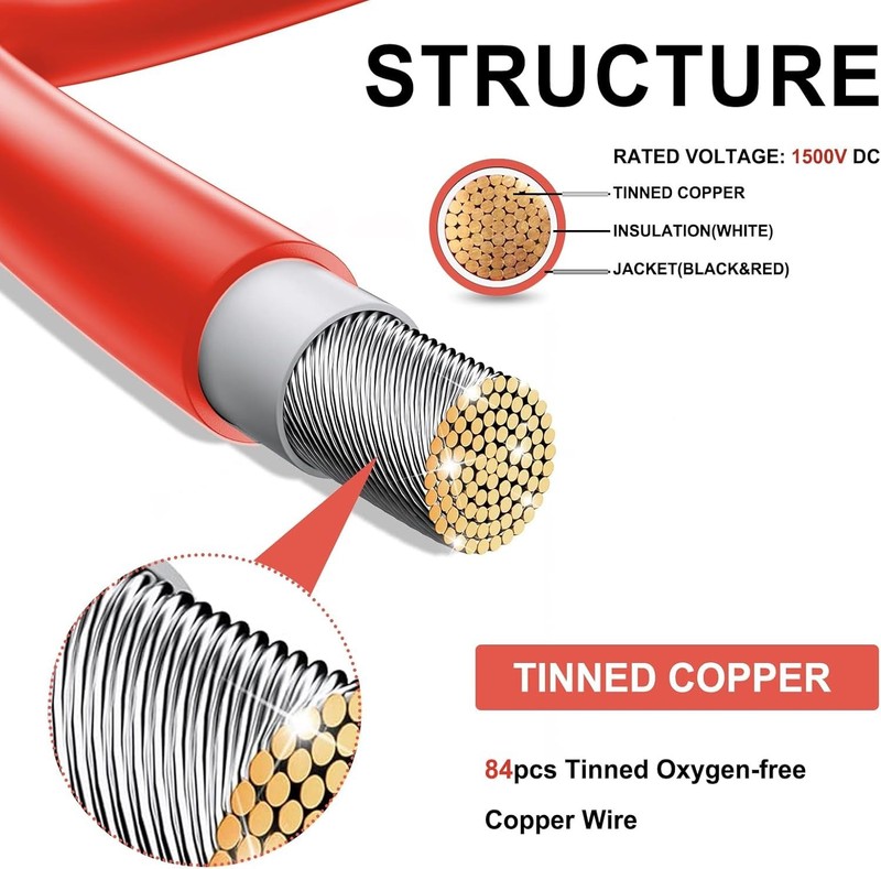 Durable 50FT Solar Extension Cable with Versatile Connectors - 10AWG Design gallery