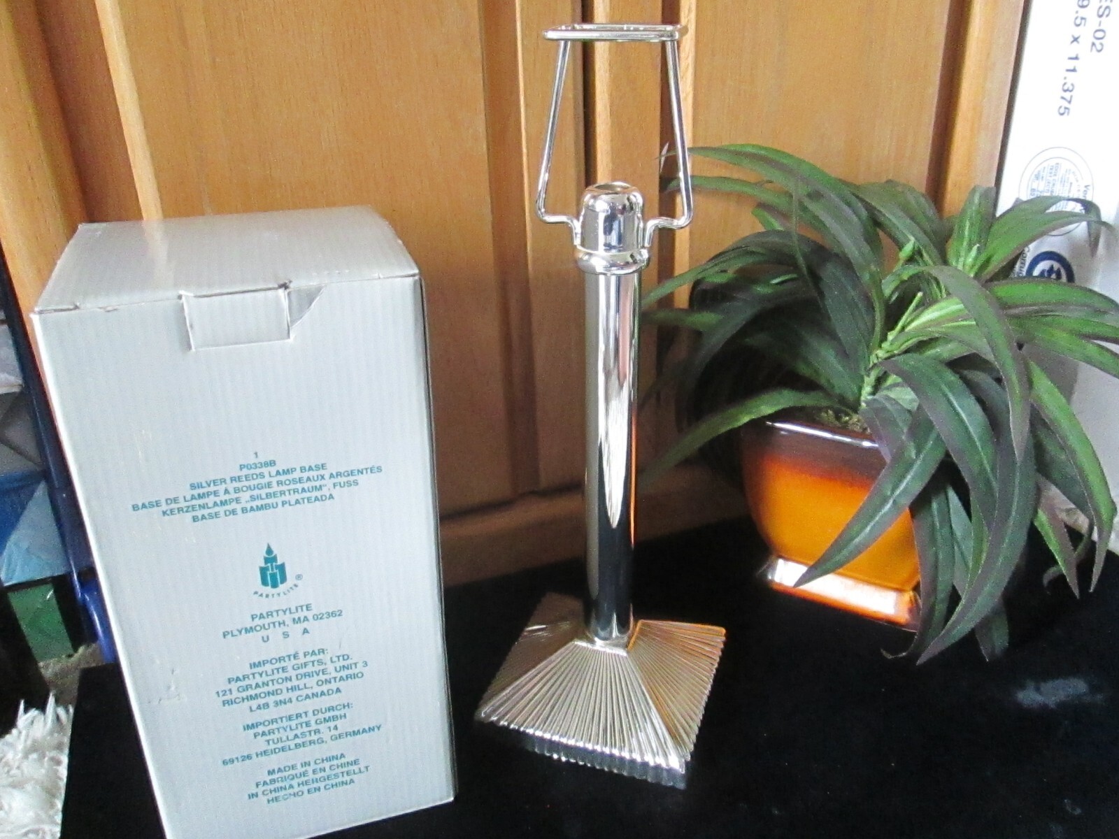 NIB NEW Vintage Partylite Retired Candle Silver Reeds Lamp Square Base P0338B gallery