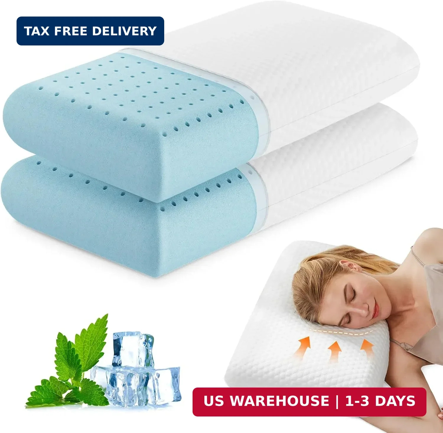 OLIXIS Memory Foam Pillows for Sleeping,2 Pack Queen Size Bed Pillows for Adults gallery