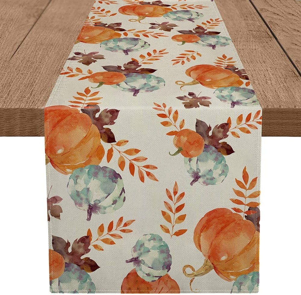 Fall Table Runner 13x48 Inch Leaf Berry Autumn Harvest Thanksgiving Decor