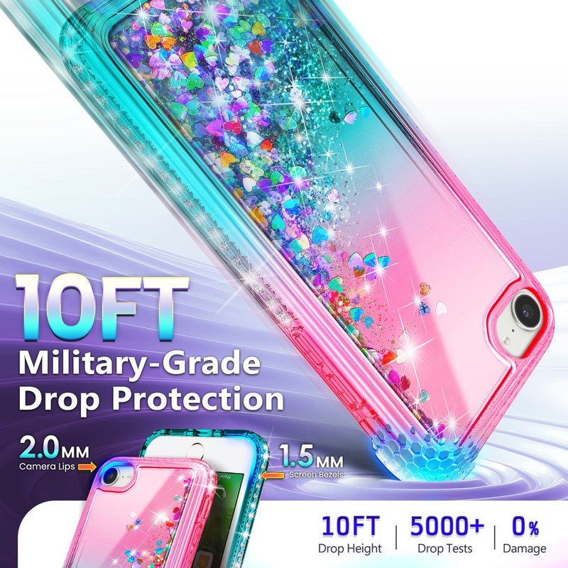 For iPhone SE / 5s / 5 Case Liquid Glitter Bling Phone Cover w/ Tempered Glass gallery