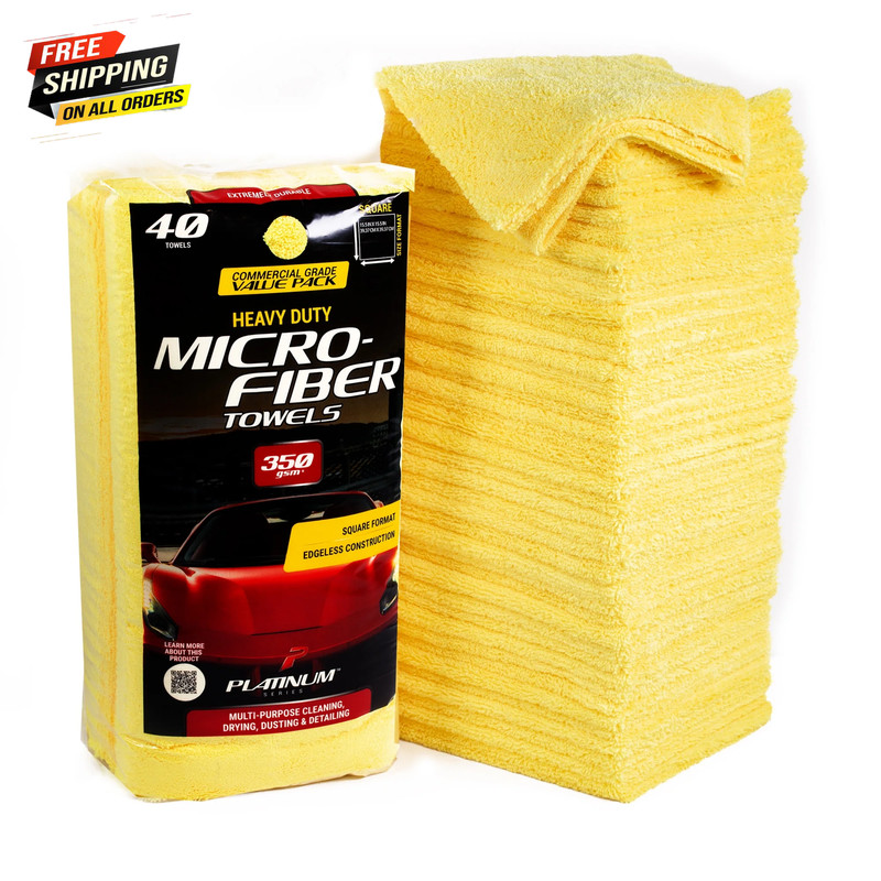 (2 Pack) Heavy Duty Multi-Purpose Microfiber Detailing Towel, 40 Pack, Yellow gallery