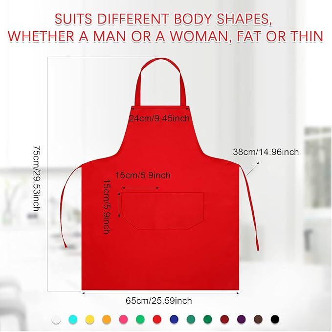 14 Pcs Plain Bib Aprons Bulk Mixed Color Commercial Apron with 2 Pockets Cook... gallery