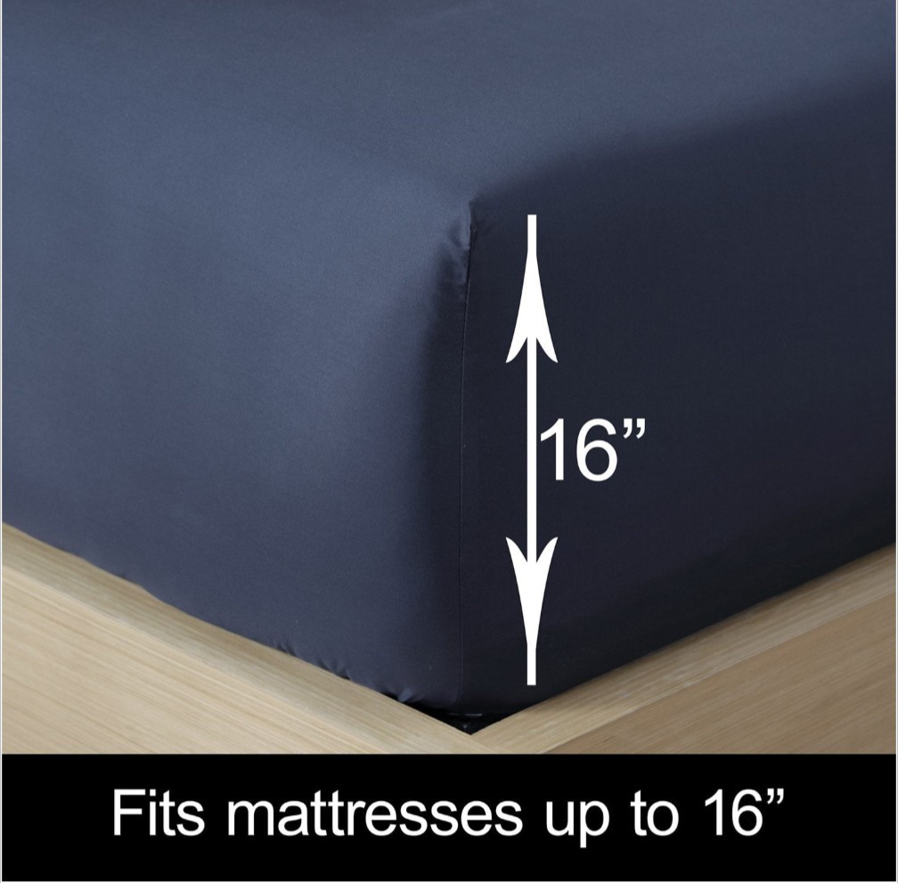 Harmony Home 6 pc Viscose made from bamboo sheet set King size Navy gallery