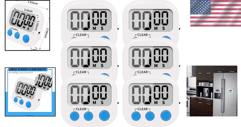 Digital Kitchen Timer Countdown Count Up Magnet Magnetic Switch Small 6 Pack gallery
