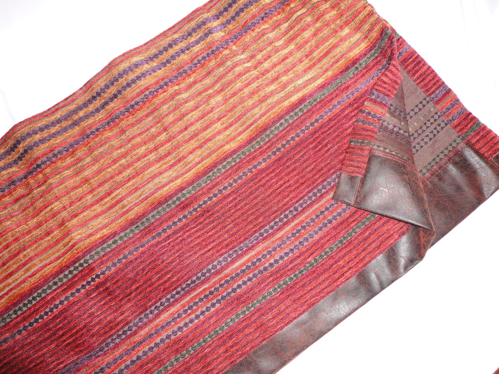 CROSCILL PLATEAU CHENILLE RUST SOUTHWESTERN LEATHER STRIPE (1) VALANCE 20 X 87 gallery