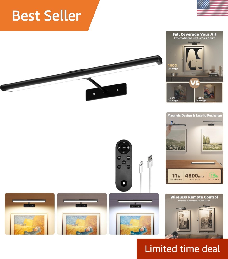 Versatile 4800mAh Magnetic LED Picture Light - Adjustable Color Temperatures gallery