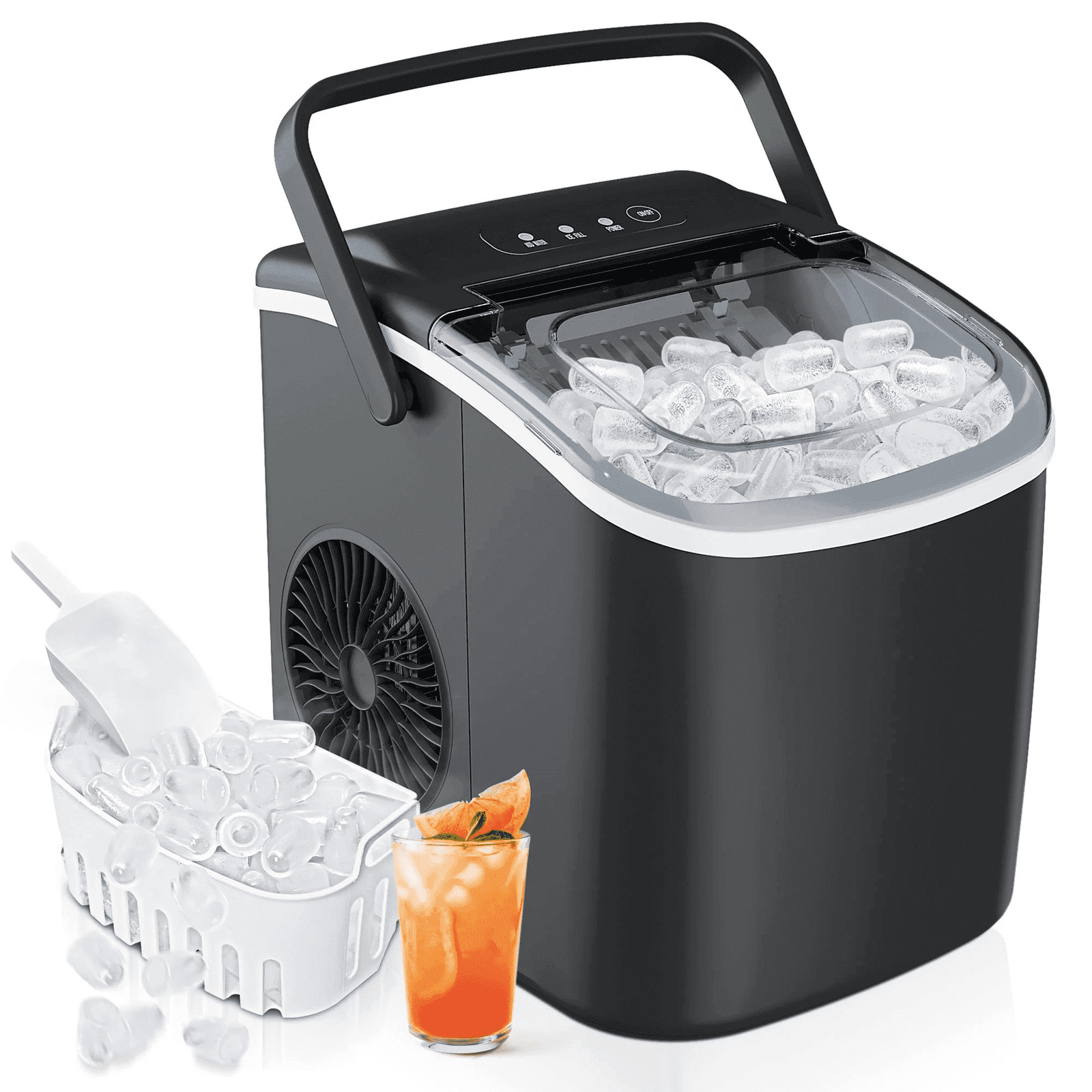 Countertop Ice Maker Machine, 9 Bullet Ice in 6 Min, Self-Cleaning, 26 lbs-Day gallery
