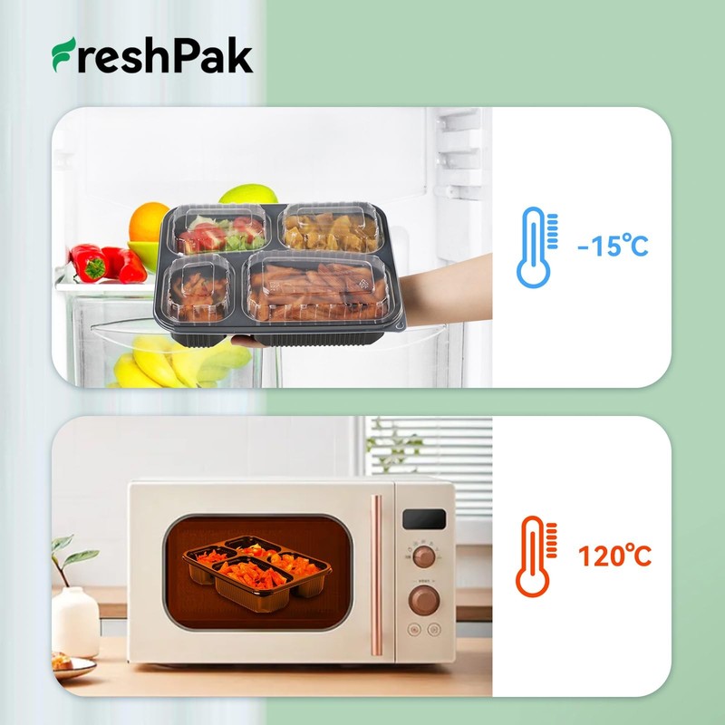 FRESHPAK Meal Prep Container Reusable 40 Pack 34oz - Shrink Wrap Ready to Use... gallery
