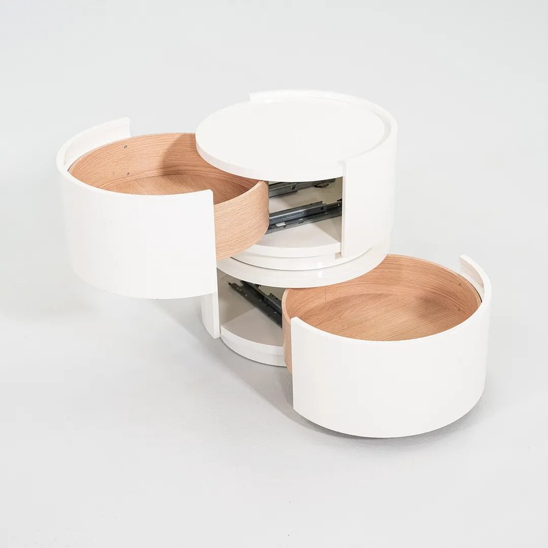 2020s Pair of Pianca Studio Dedalo Stackable Nightstands in Glossy White Finish gallery