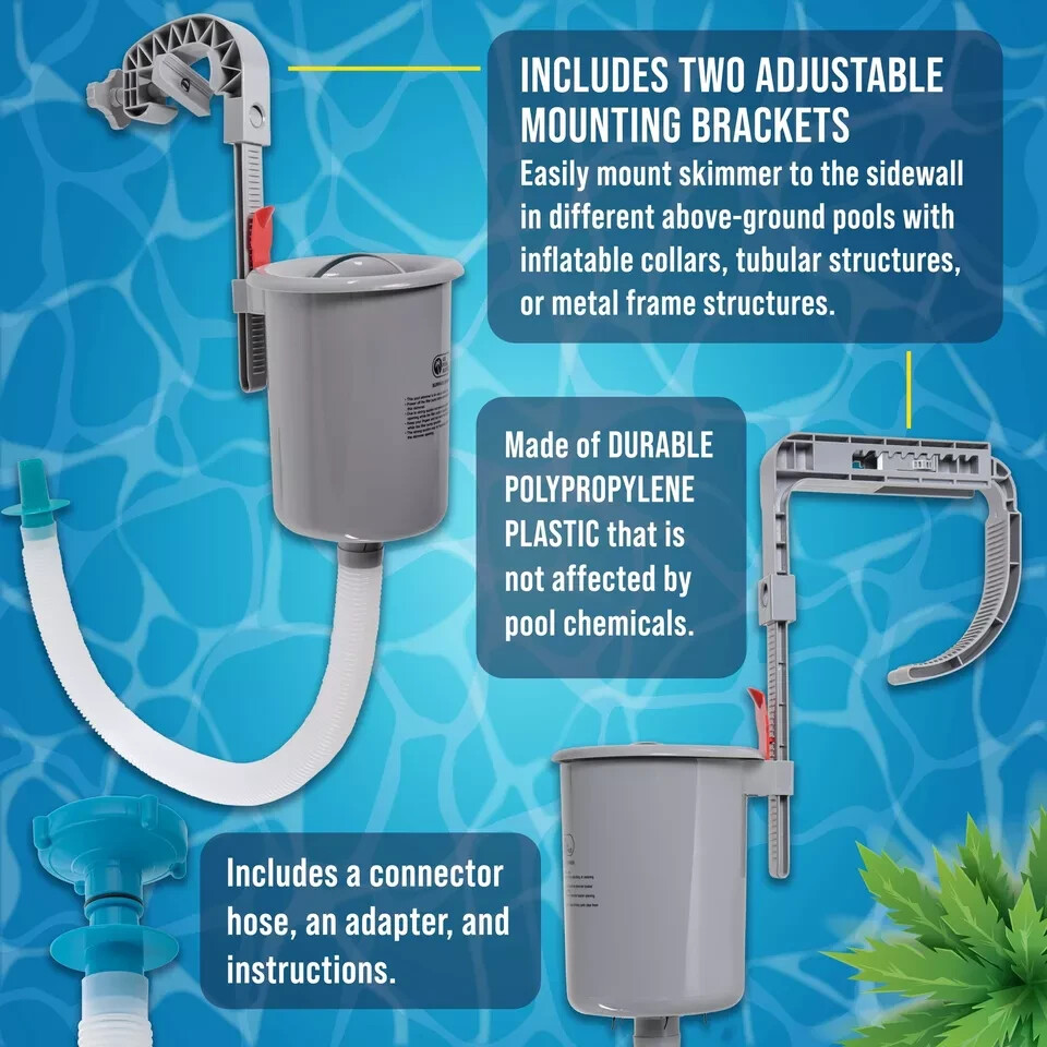 U.S. Pool Supply Premium Above Ground Pool Surface Skimmer, Wall Mount, Cleaner gallery