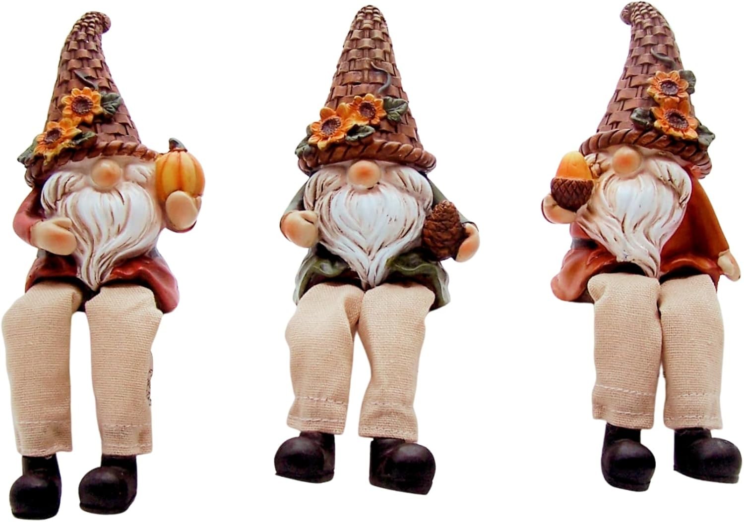 Festive Harvest Shelf Sitting Gnome Figurines, 3 Assorted, 7 Inches gallery