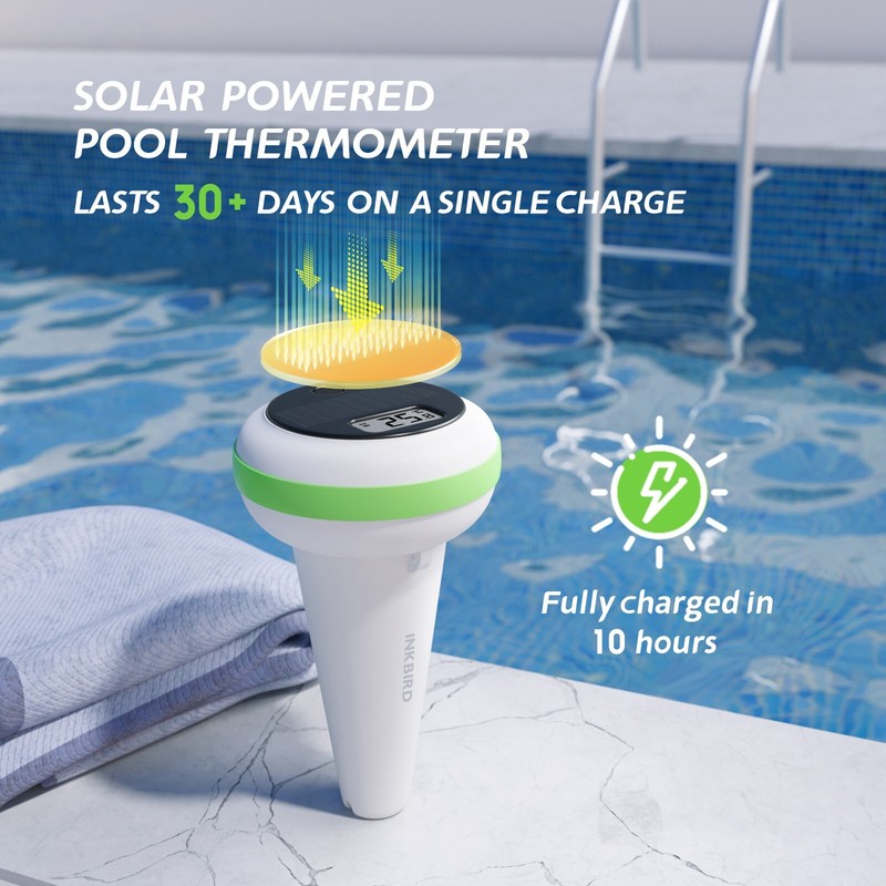 Solar Spa Floating Pool Thermometer Wireless Inkbird IBS-P03R IP68 Waterproof CF gallery