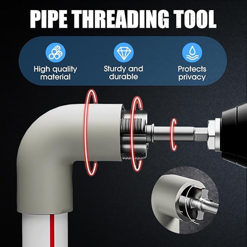 Integrated Internal & External Pipe Threading Tool Steel PVC Pipe Threader Kit gallery