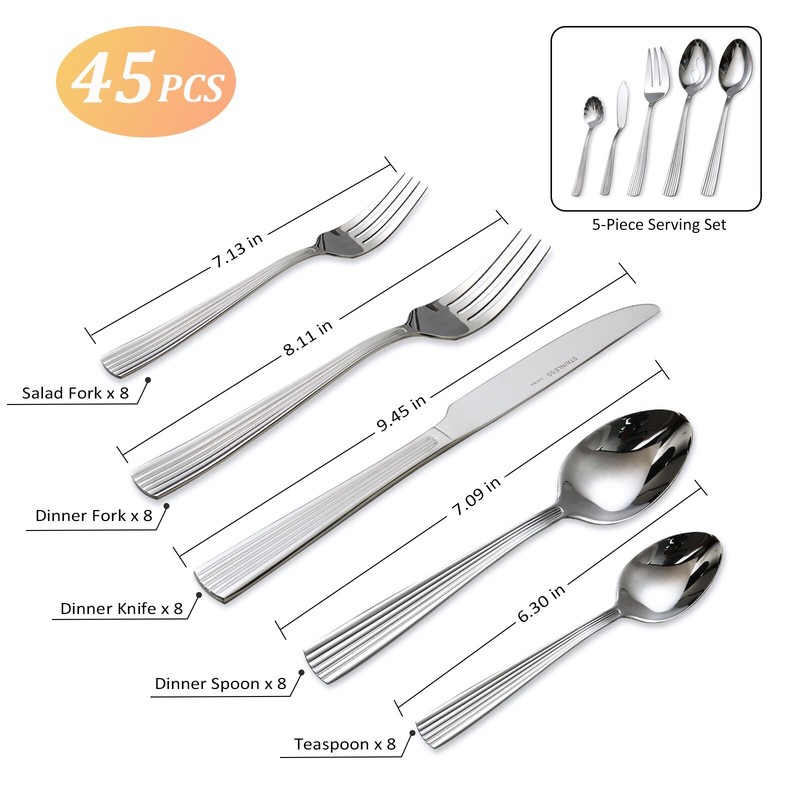 45 Piece Silverware Set Service for 8 Stainless Steel Flatware Dinning Serve Set gallery