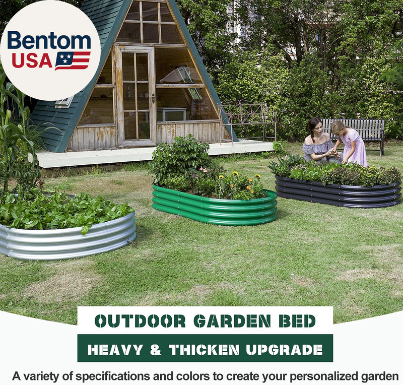 Galvanized Raised Garden Bed Kit, Galvanized Planter Garden Boxes Outdoor, Oval gallery