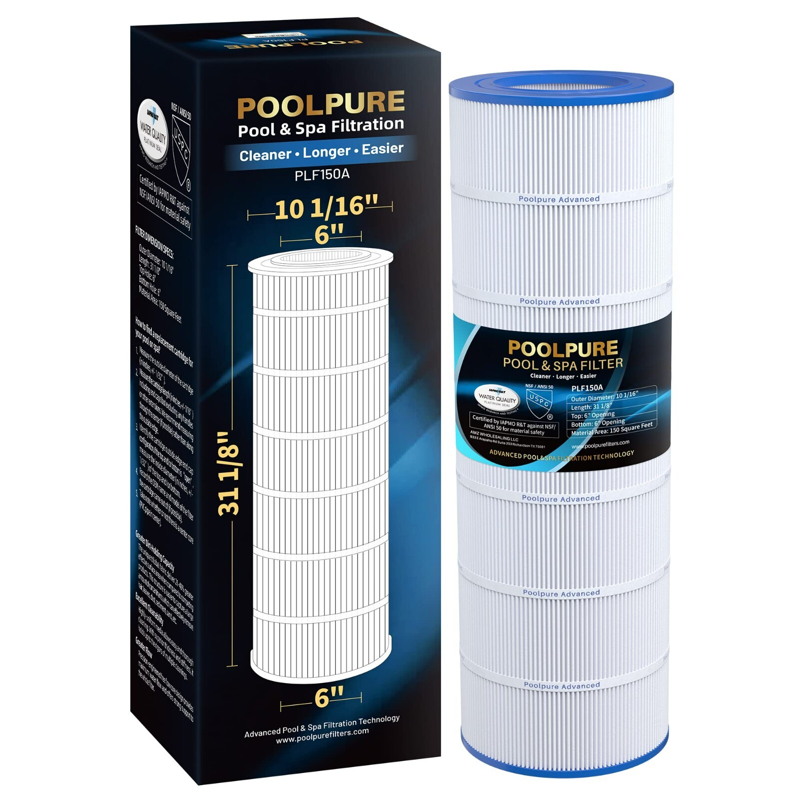 POOLPURE PLF150A Pool Filter Replaces Pentair CC150, CCRP150, PAP150, Ultral-C4 gallery