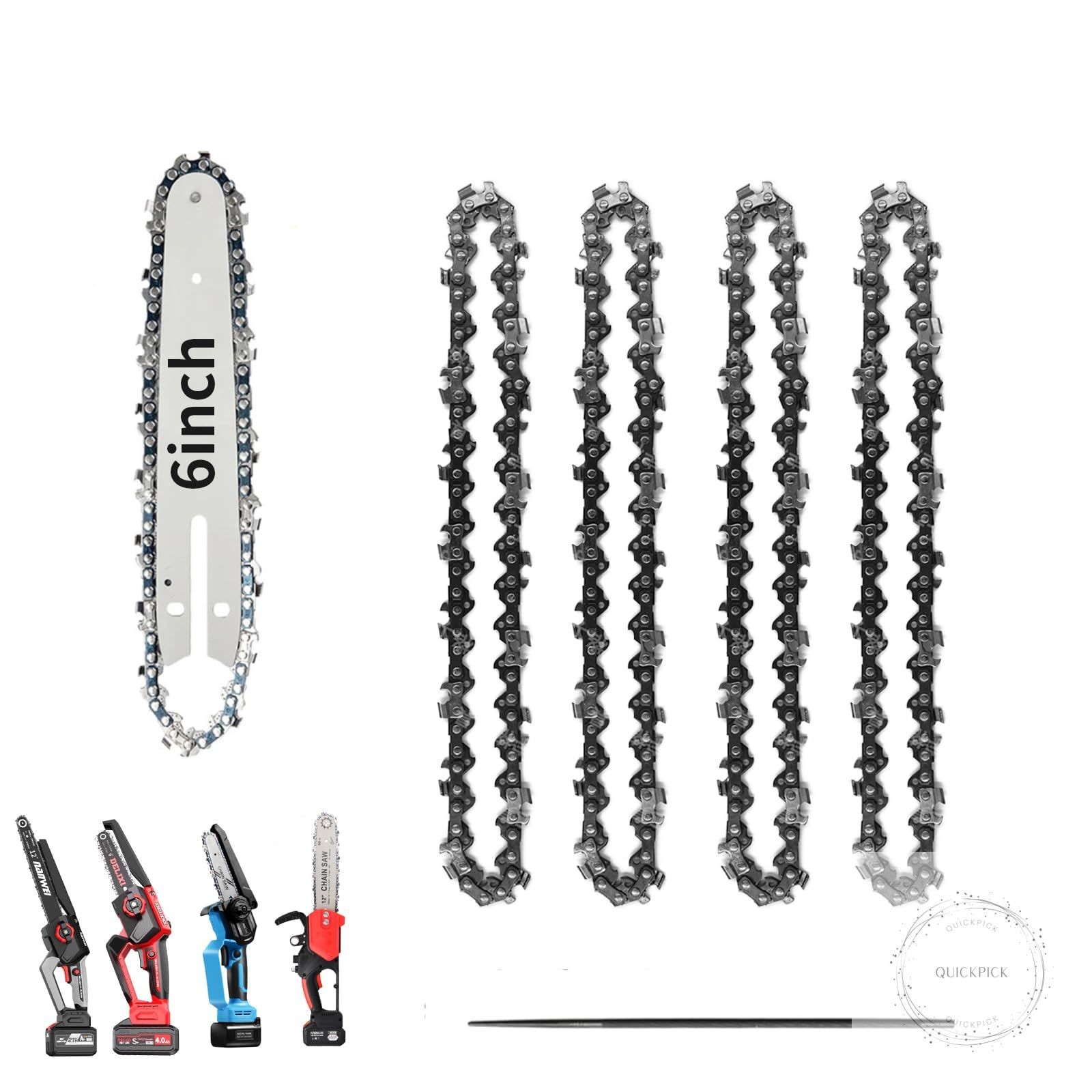 6 Inch Chainsaw Chain Blade and Guide Bar, Replacement Chain Saw Bar and Chains gallery