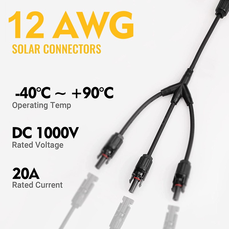 Solar Connectors Y Branch Parallel Adapter Cable Wire Plug Kit for Solar Panel gallery