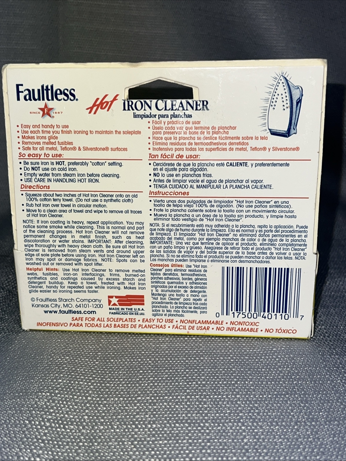 Faultless Starch Faultless Hot Iron Cleaner 1oz 28 Grams Vintage Box gallery