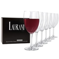 LAURANT Unbreakable Clear Tritan Plastic Wine Glasses 12 oz. oz Set 6 BPA Free