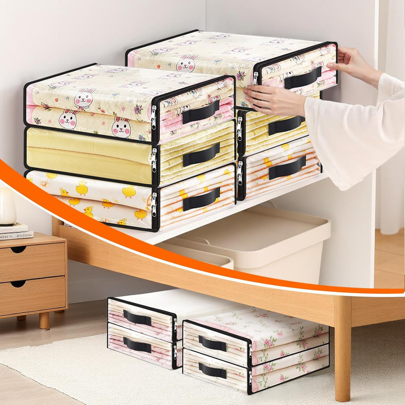 6 Pack Clear Storage Bags, Plastic Blanket Storage Bags with Zipper and Handle, gallery
