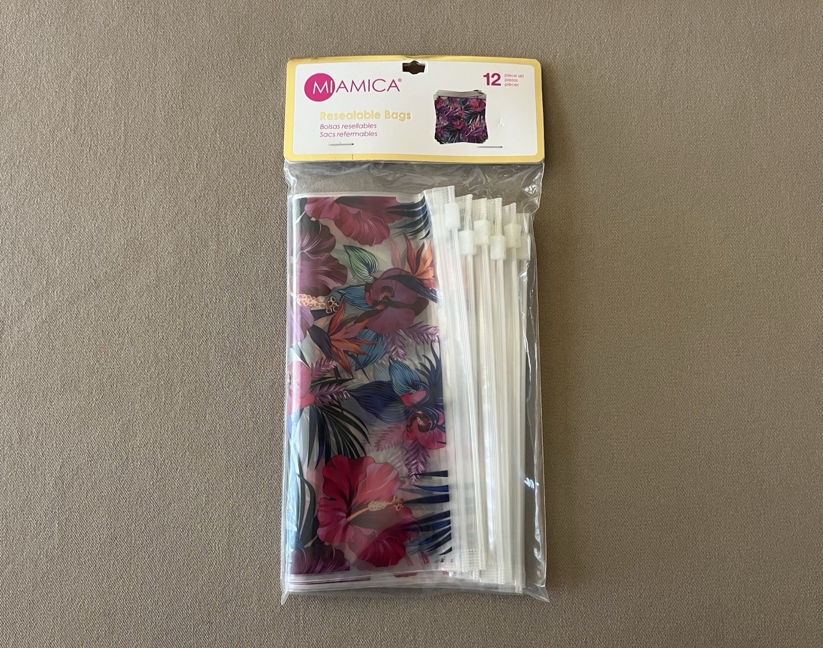 12 Floral Pattern Resealable & Reusable Bags~Each Bag 8” X 7 1/2”~New In Package gallery