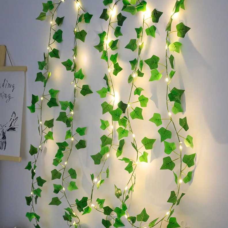 1pcs 2M Green Leaf String Lights Artificial Ivy Vine Fairy Light for Home Décor gallery