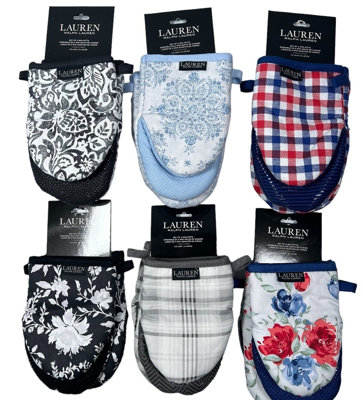 New Ralph Lauren Kitchen Set 2 Cotton Oven Mitts Mini Potholders Christmas Gift gallery