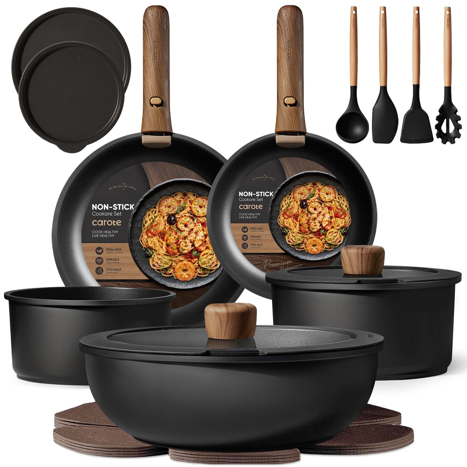 19pcs Pots and Pans Non Stick, Cookware Sets Detachable Handle, Induction Kit... gallery
