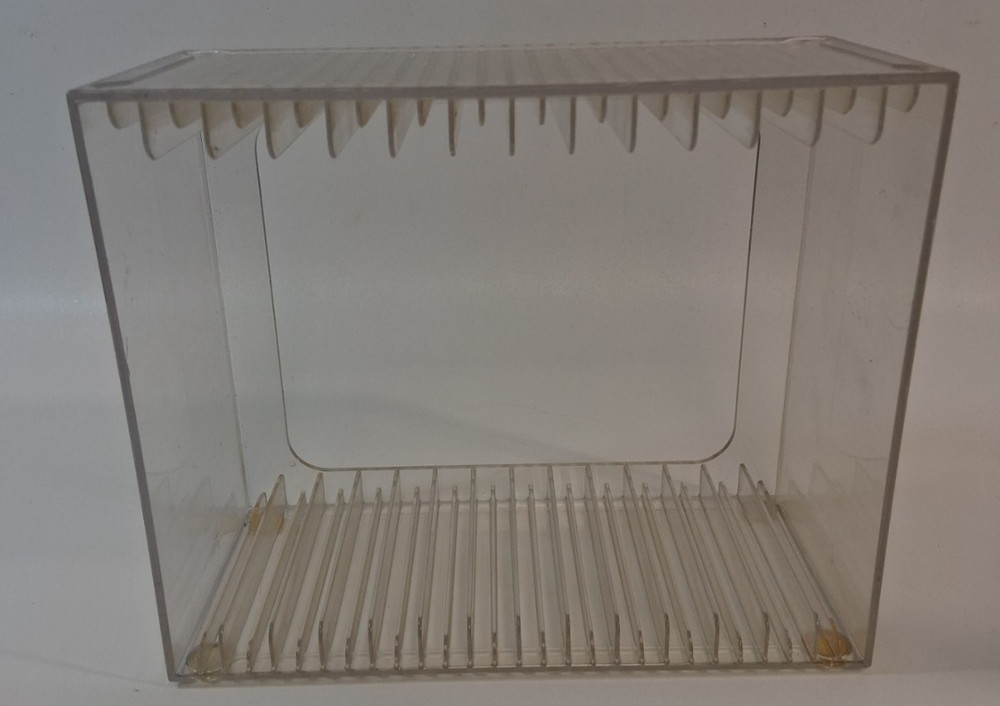 Stackable Clear Plastic DVD Organizer with Rubber Feet | Rectangular Holder Perf