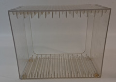 Stackable Clear Plastic DVD Organizer with Rubber Feet | Rectangular Holder Perf