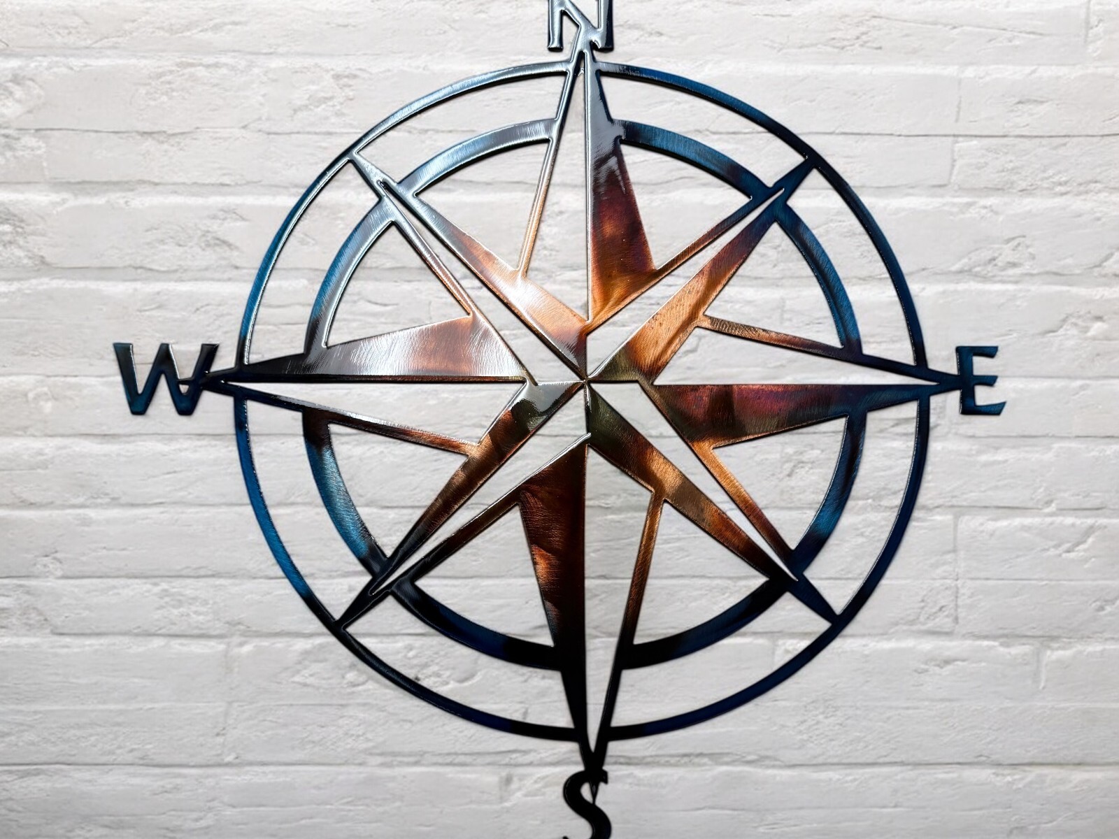Nautical Compass Rose - Metal Wall Art - Copper Blue 20" x 20" gallery