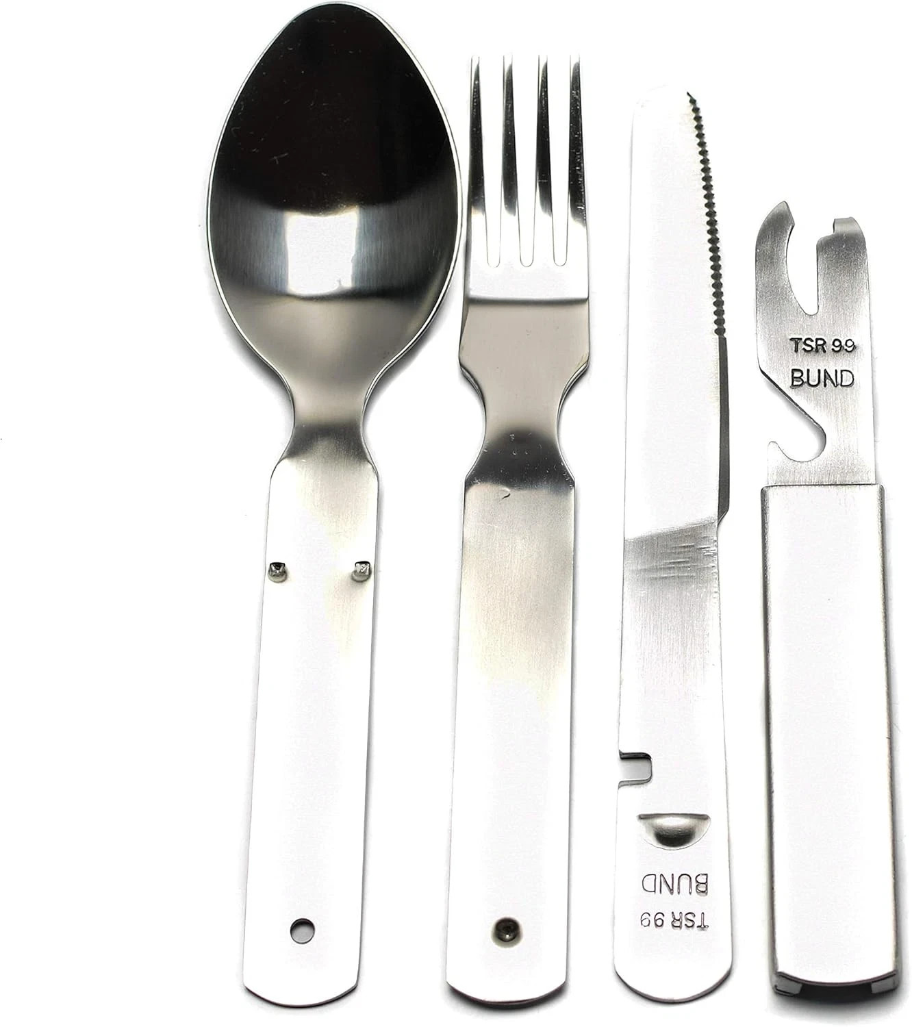 German Cutlery Set 4 pieces Eating utensils military style spoon fork knife gallery