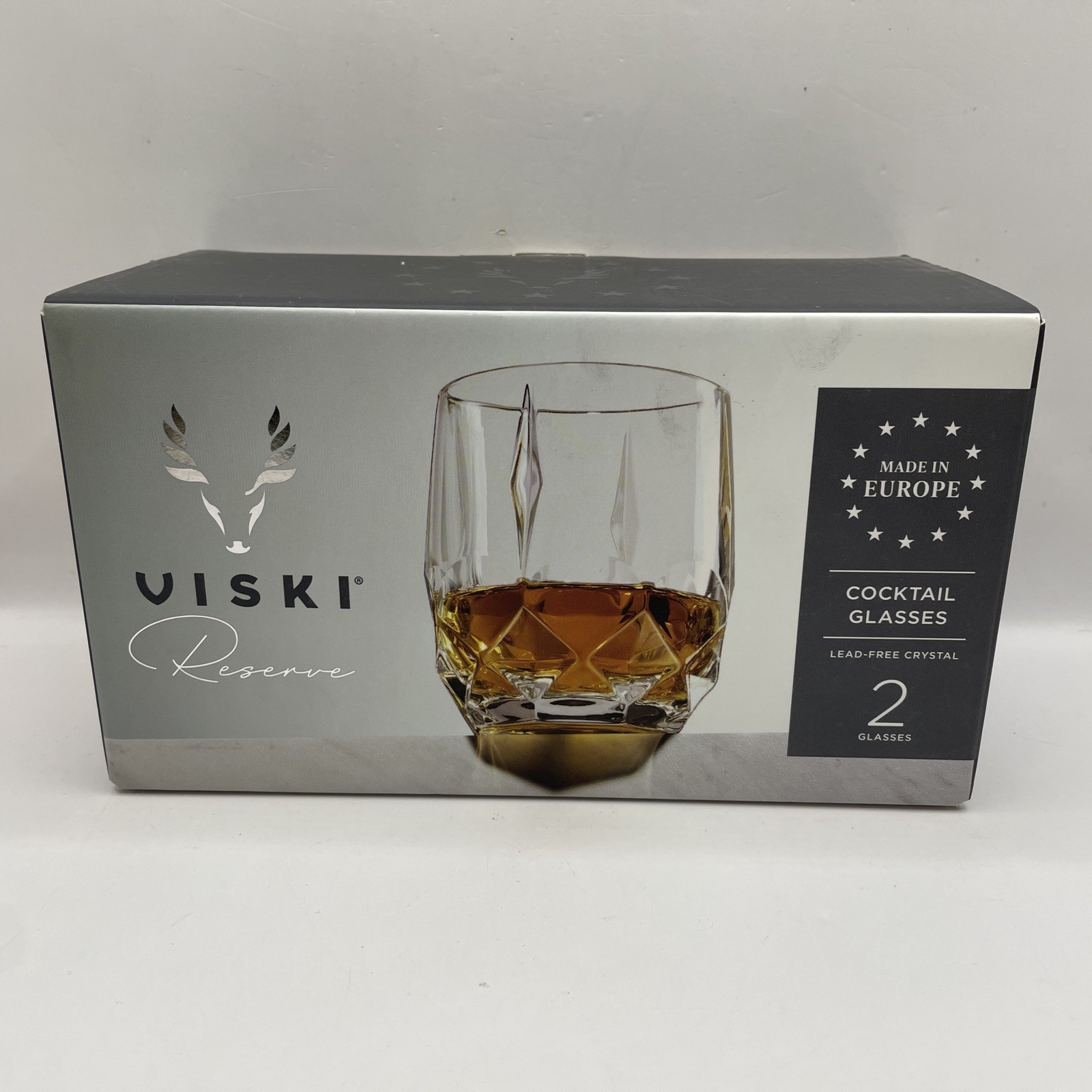 New Viski Reserve Cocktail Lowball Crystal Glasses Set of 2 Made in Italy NIOB gallery