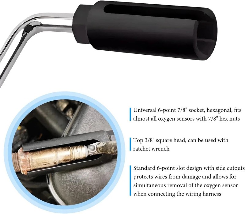 Oxygen Sensor Socket, Chromed-Vanadium Steel Oxygen Sensor Wrench Removal Tool w gallery
