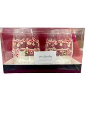 Vera Bradley Merry & Bright Stemless Wine Glasses 16 oz. Brand New In Box