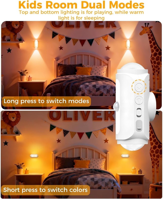 Motion Sensor Wall Light, Rechargeable Wireless Sconce Set of 2, Wireless No ... gallery