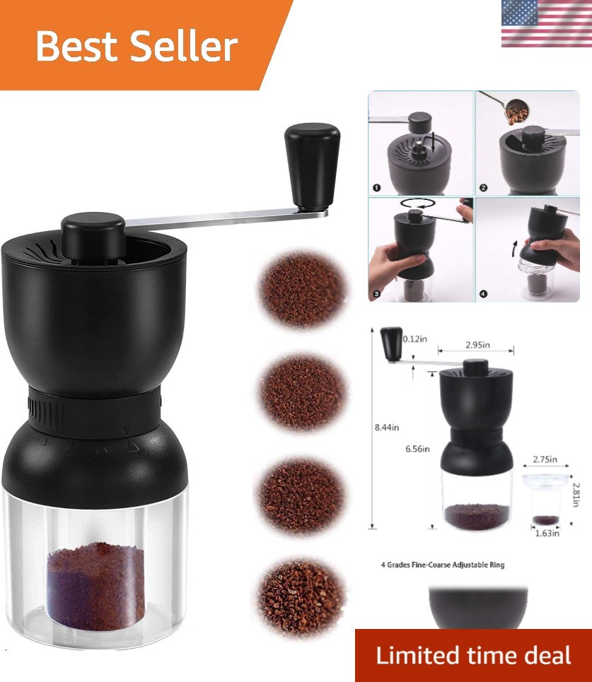 Compact Coffee Bean Grinder with Ceramic Burrs & Easy Fill Design for Fresh Brew