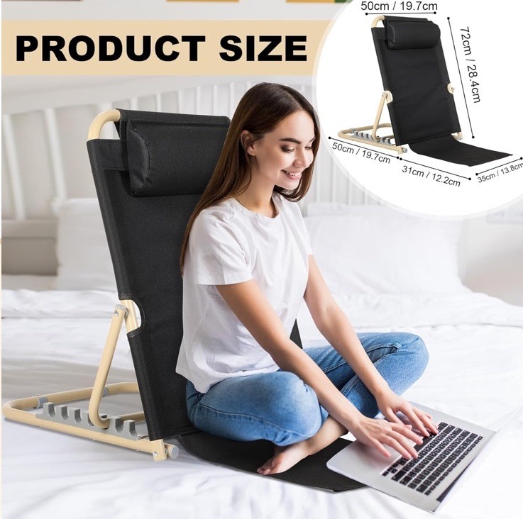 Adjustable Bed Backrest Sit Up Support Chair Pillow w Armrest Foldable 28.4” gallery