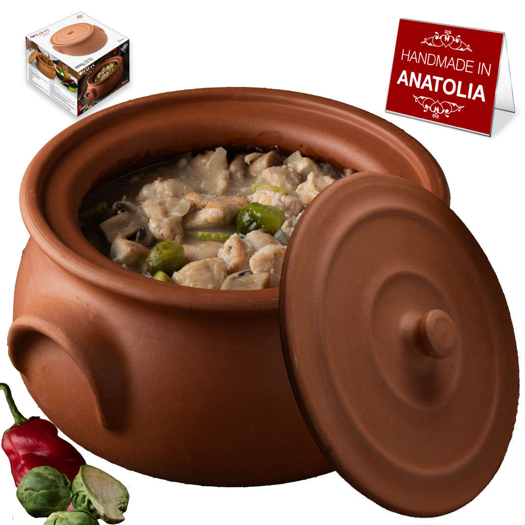 Hakan Handmade Suphan Clay Pot & Lid, Unglazed Terracotta gallery