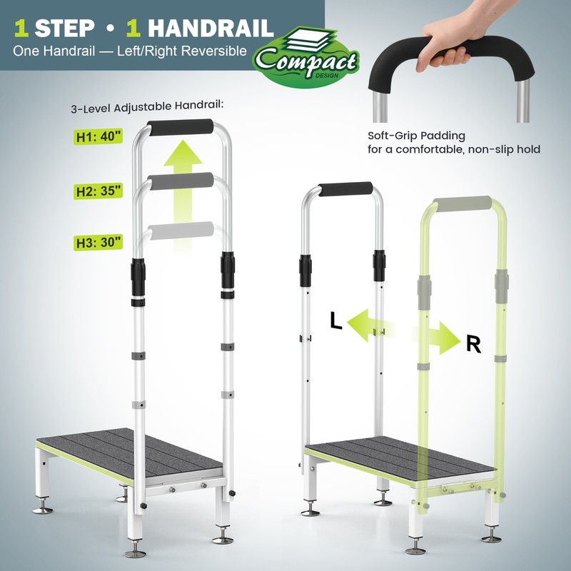 Step Stool with Handle for Elderly,Wide Platform and Anti-Slip Mats gallery