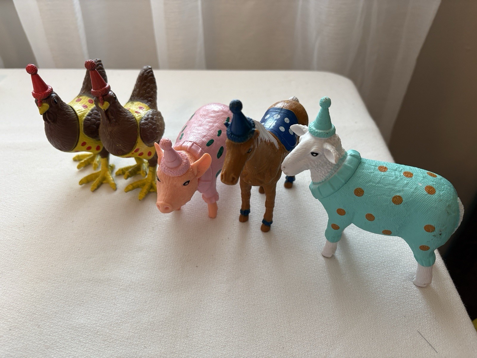 Lot 5 Ankyo Target Party Animals Figures Farm Toys Cake Topper Chicken Pig Horse gallery