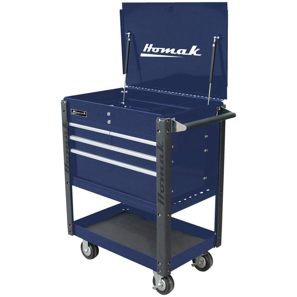 Homak Professional Series 4-Drawer Utility Service Cart, Blue, 35 Inches gallery