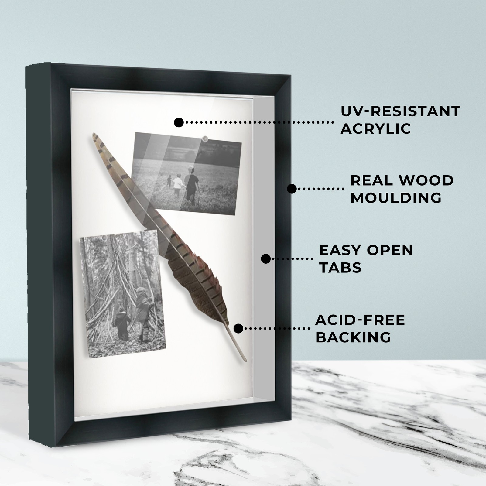 12x24 Shadow Box Frame Black | 2 Inches Deep Real Wood Contemporary Shadowbox Di gallery
