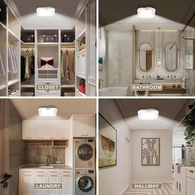 Rechargeable Motion Sensor Ceiling Light，No Wiring Battery Operated Ceiling Ligh gallery