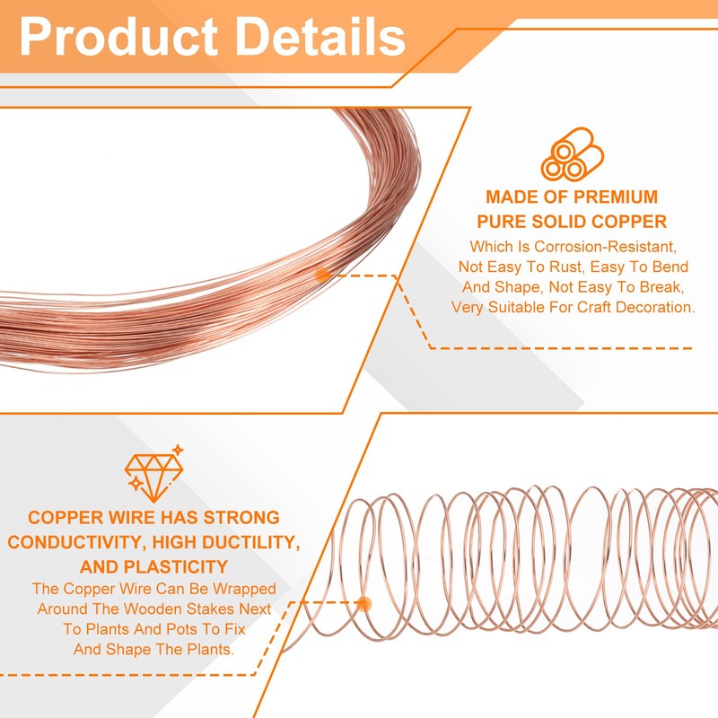 52Ft (16m) 32 Gauge (0.2mm) 99.9% Solid Bare Pure Copper Wire Soft Pack of 2 gallery