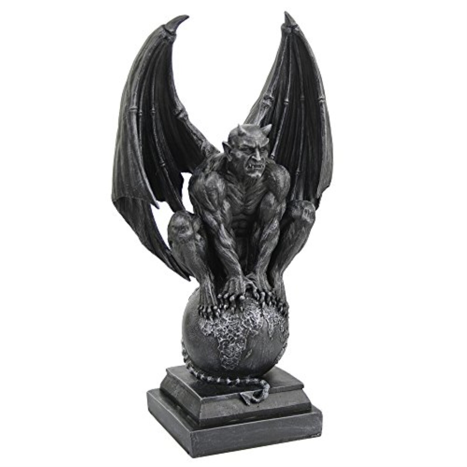 Horned Devil Gargoyle On Globe Statue Figurine Gothic Decoration 12.25 Inch New gallery