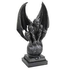 Horned Devil Gargoyle On Globe Statue Figurine Gothic Decoration 12.25 Inch New
