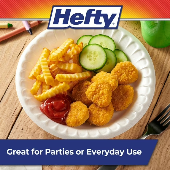 Hefty Everyday Soak Proof Disposable Foam Plates, 8.8 inches, 50 Count gallery